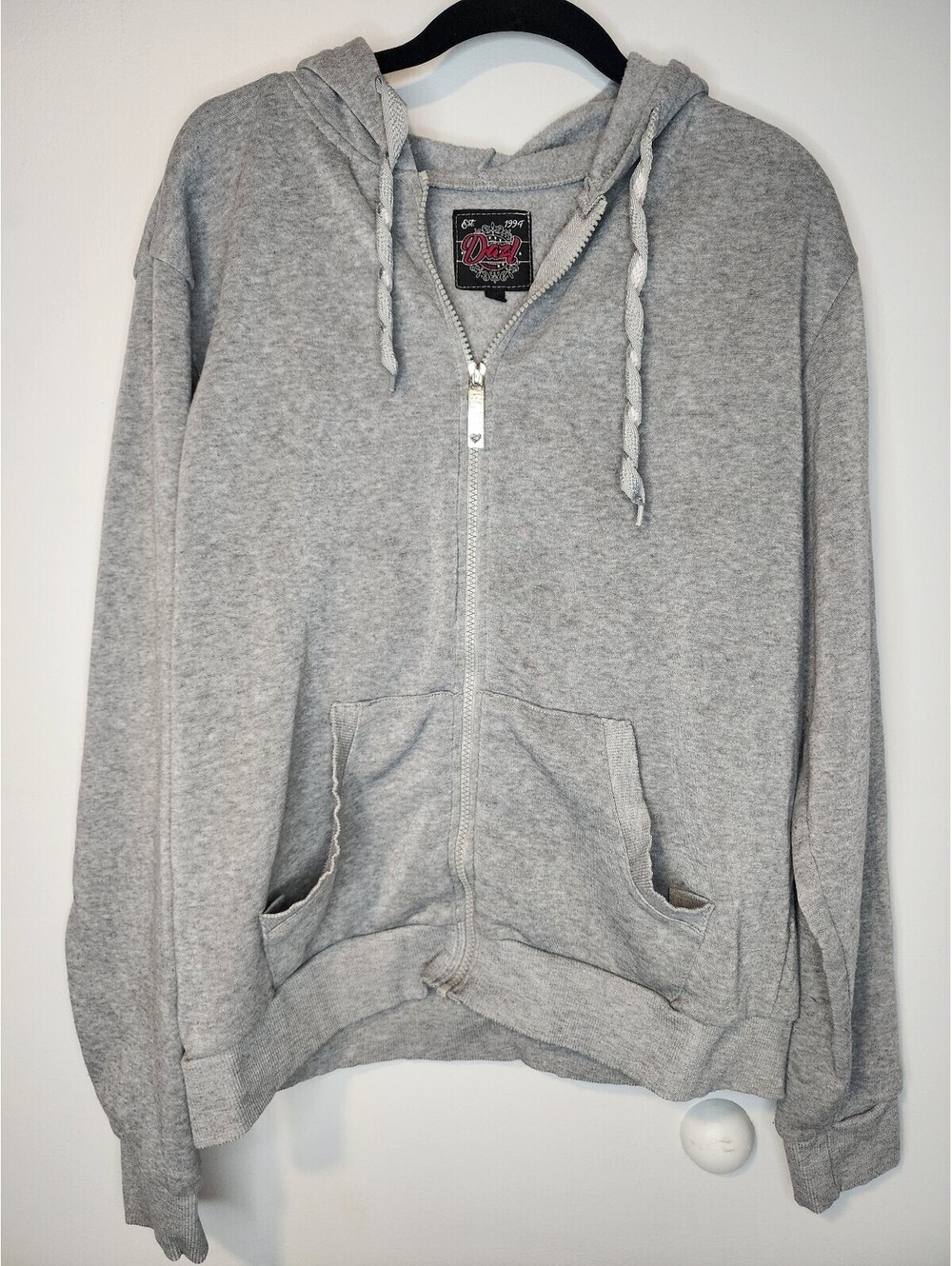 DazL Y2K Gray Zip-Up Hoodie Sweatshirt Size 1X